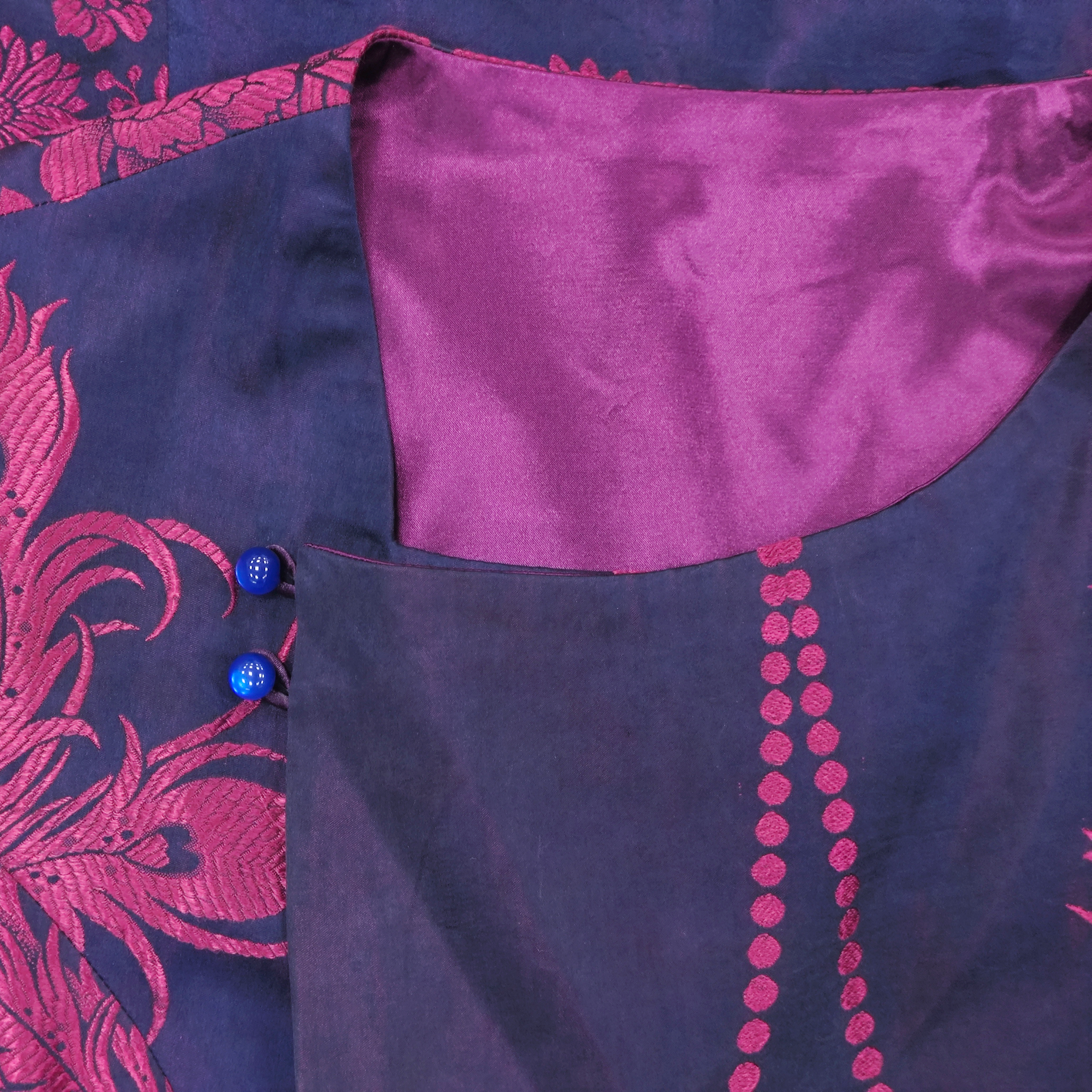 Vintage Silk Jacquard Sleeveless Vest Set