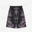Obsidian Black Lilac Dragon Antique Silk Shorts -  「玄底紫龍 」古董真絲短褲