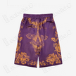 Eggplant Purple Gilded Phoenix Antique Silk Shorts - 「檀紫鎏鳳」古董真絲短褲