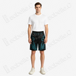 Dark Abyss Cyan Twin Dragon Antique Silk Shorts - 「玄淵蒼龍」古董真絲短褲