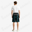 Dark Abyss Cyan Twin Dragon Antique Silk Shorts - 「玄淵蒼龍」古董真絲短褲