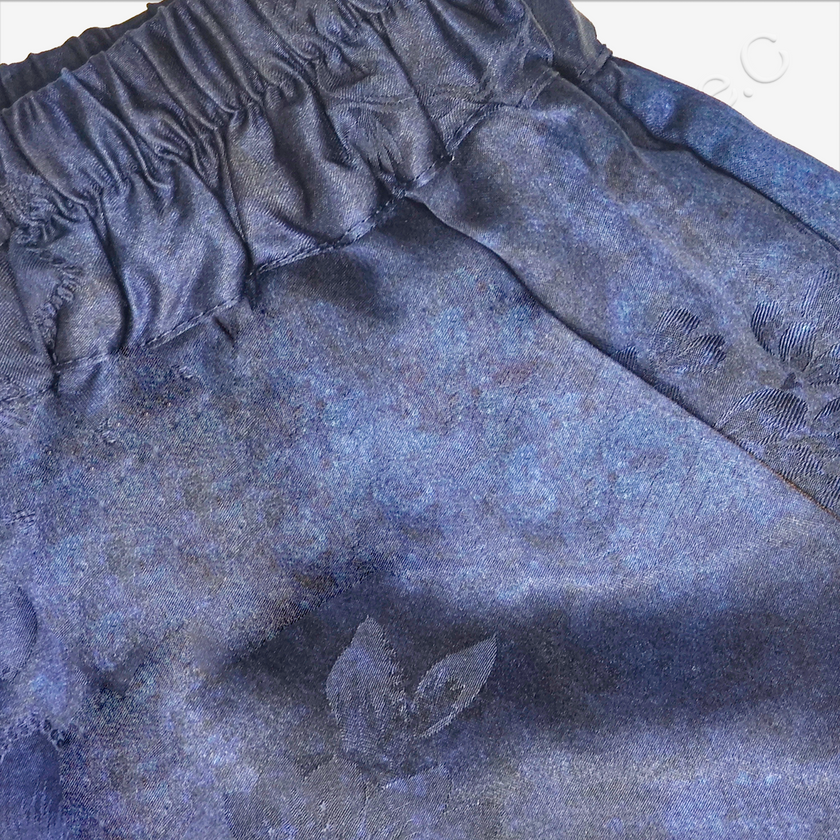 Gambiered Canton Silk Wide-Leg Pants