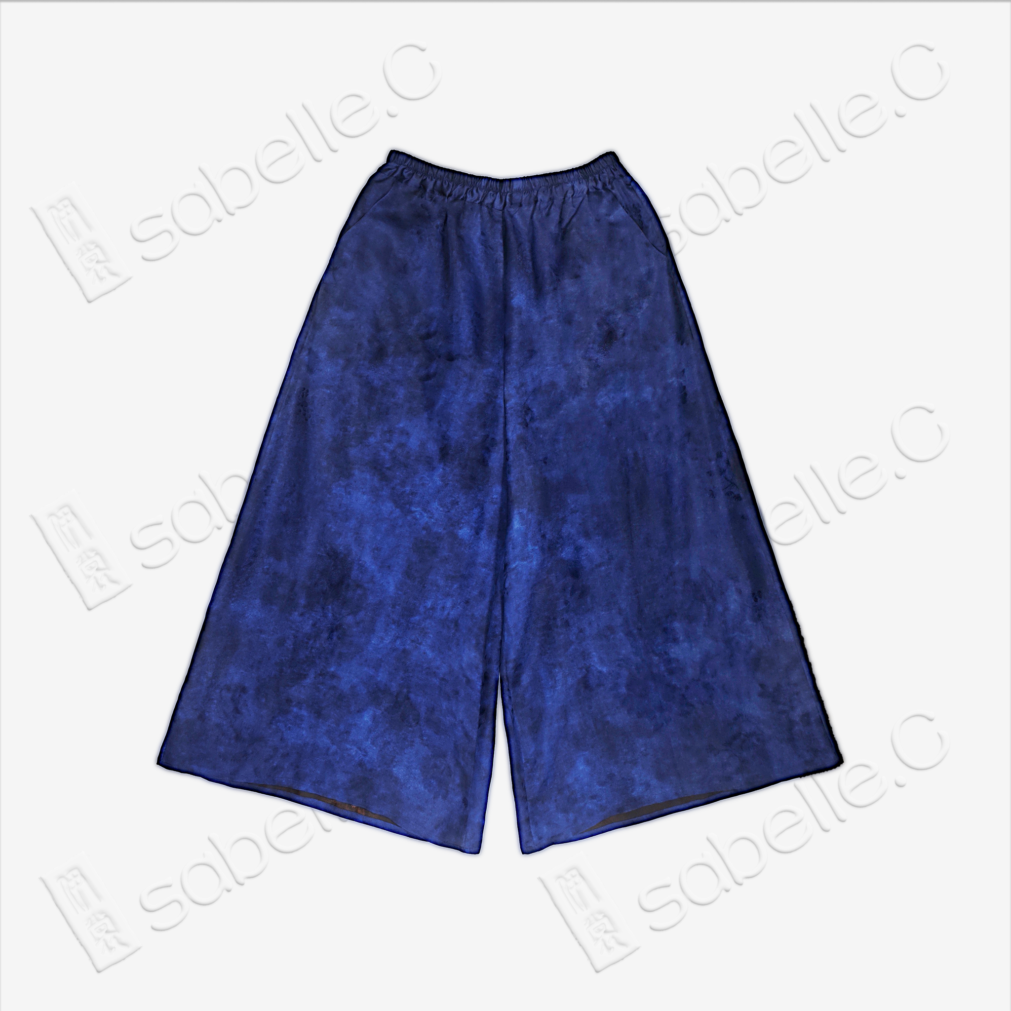 Gambiered Canton Silk Wide-Leg Pants