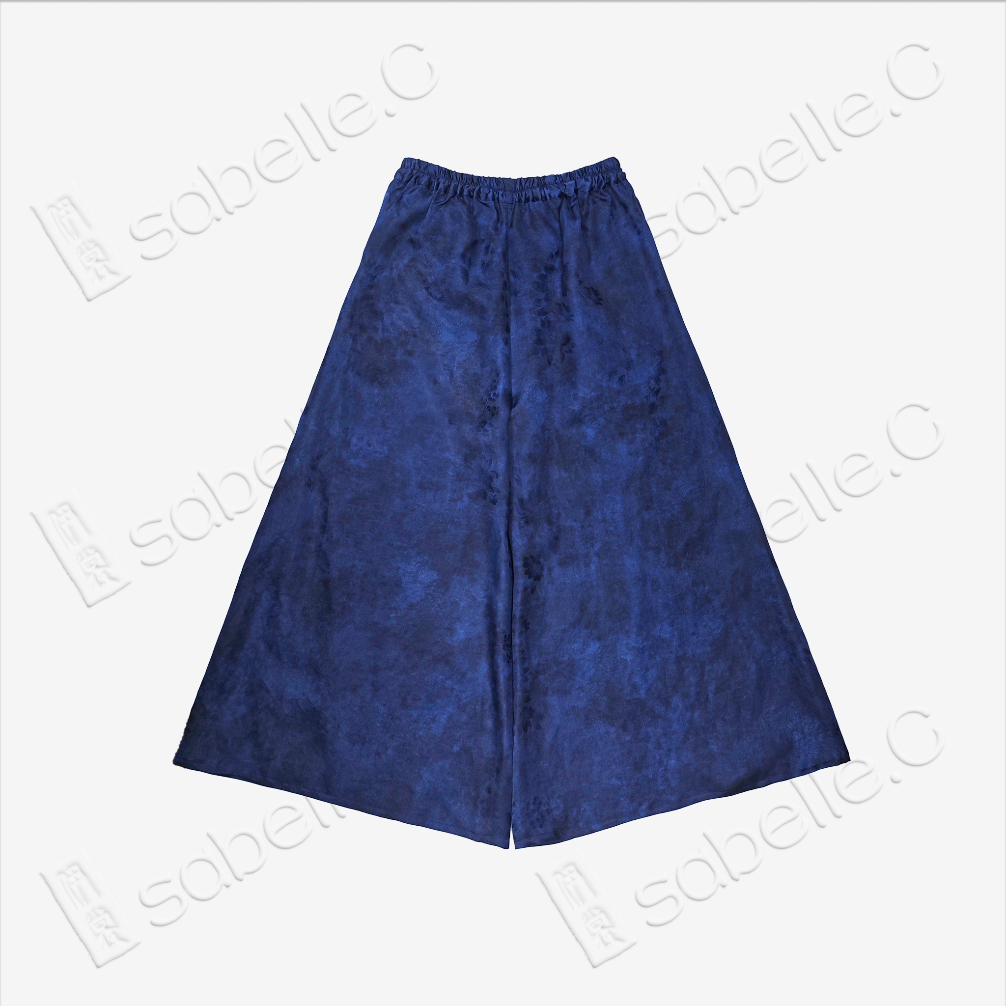 Gambiered Canton Silk Wide-Leg Pants