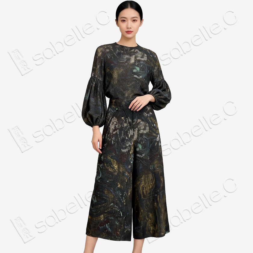 Gambiered Canton Silk Pants