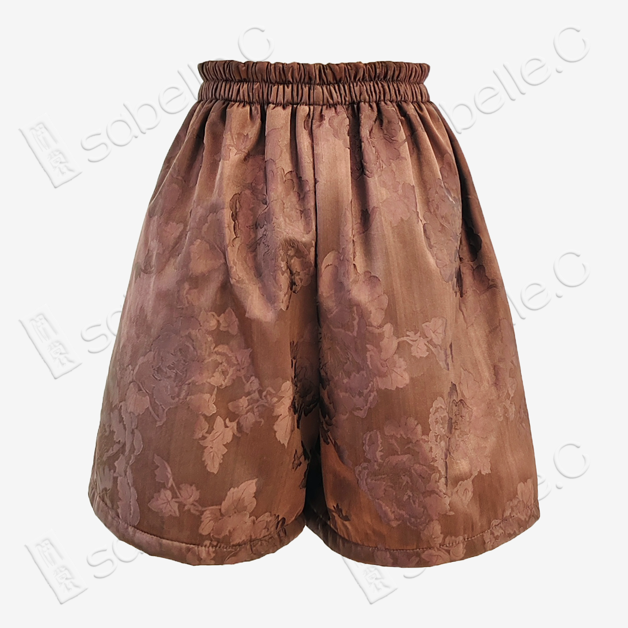Floral Silk Elastic Wide-Leg Shorts - 檀紋真絲短褲