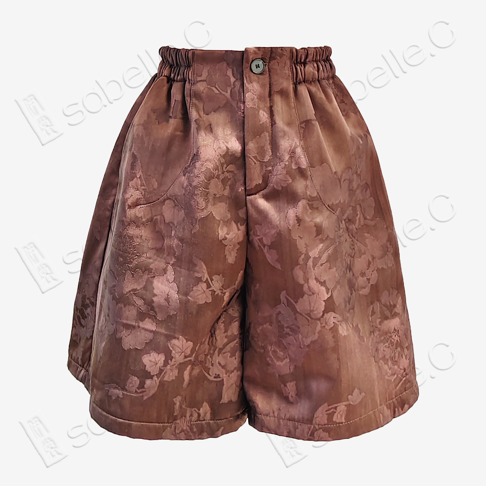 Floral Silk Elastic Wide-Leg Shorts - 檀紋真絲短褲