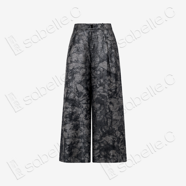 Heavy-silk Gambiered Canton Silk Wide‑Leg Trousers - 重磅香雲紗七分褲