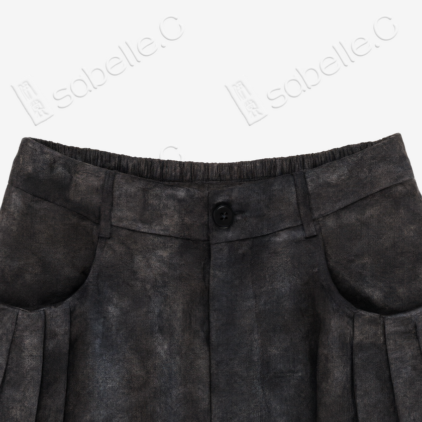 Heavy-silk Gambiered Canton Silk Wide‑Leg Trousers - 重磅香雲紗七分褲