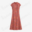 Crimson Sunset Clove Bloom Gambiered Canton Silk Qipao - 緋霞棠華香雲紗旗袍