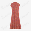 Crimson Sunset Clove Bloom Gambiered Canton Silk Qipao - 緋霞棠華香雲紗旗袍