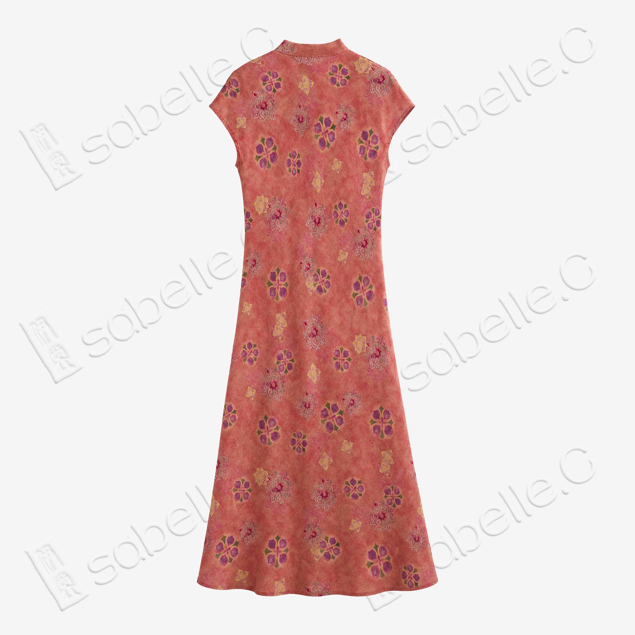 Crimson Sunset Clove Bloom Gambiered Canton Silk Qipao - 緋霞棠華香雲紗旗袍