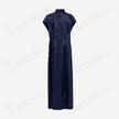 Navy Peony Jacquard Vintage Silk Satin Qipao - 藏青牡丹暗花真絲老緞旗袍