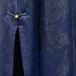 Navy Peony Jacquard Vintage Silk Satin Qipao - 藏青牡丹暗花真絲老緞旗袍