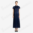 Navy Peony Jacquard Vintage Silk Satin Qipao - 藏青牡丹暗花真絲老緞旗袍