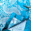 Lake Blue Twin Dragons Pearl Motif Vintage Silk Satin Tunic - 湖藍雙龍戲珠真絲老緞長衫