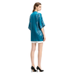 Lake Blue Twin Dragons Pearl Motif Vintage Silk Satin Tunic - 湖藍雙龍戲珠真絲老緞長衫
