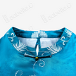 Lake Blue Twin Dragons Pearl Motif Vintage Silk Satin Tunic - 湖藍雙龍戲珠真絲老緞長衫