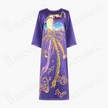 Violet Purple Cloud Phoenix Vintage Embroidered Silk Long Dress - 「絳紫雲鳳」老繡真絲長裙
