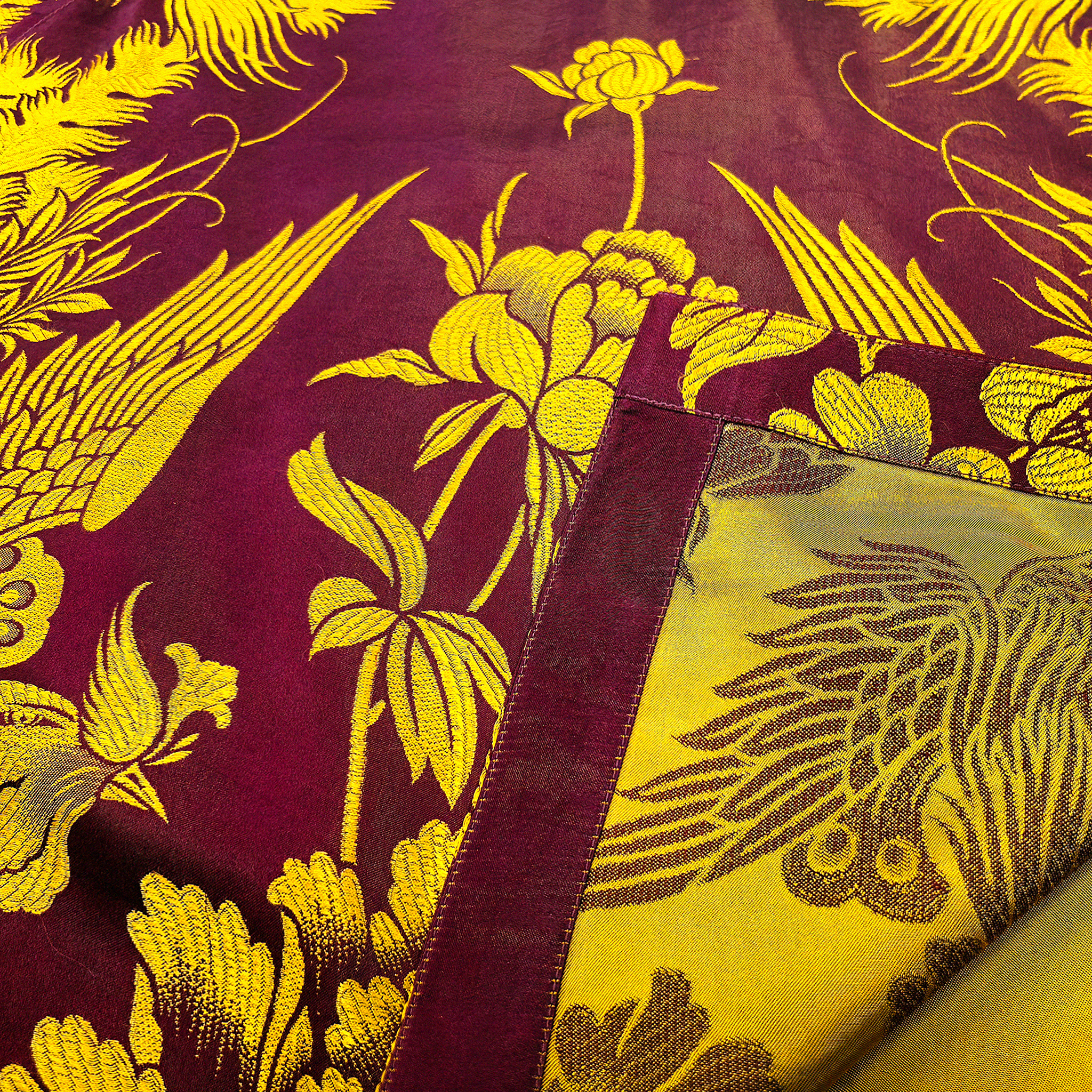 Crimson Dragon Phoenix Vintage Silk Top - 龍鳳呈祥古董真絲老緞上衣