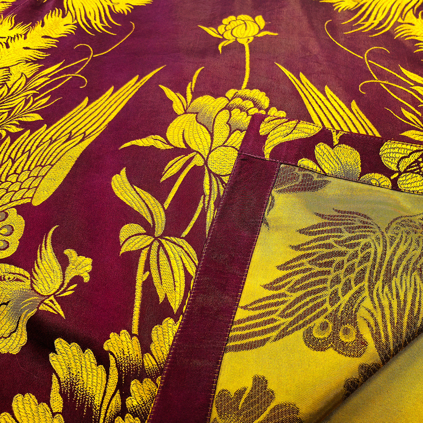 Crimson Dragon Phoenix Vintage Silk Top - 龍鳳呈祥古董真絲老緞上衣