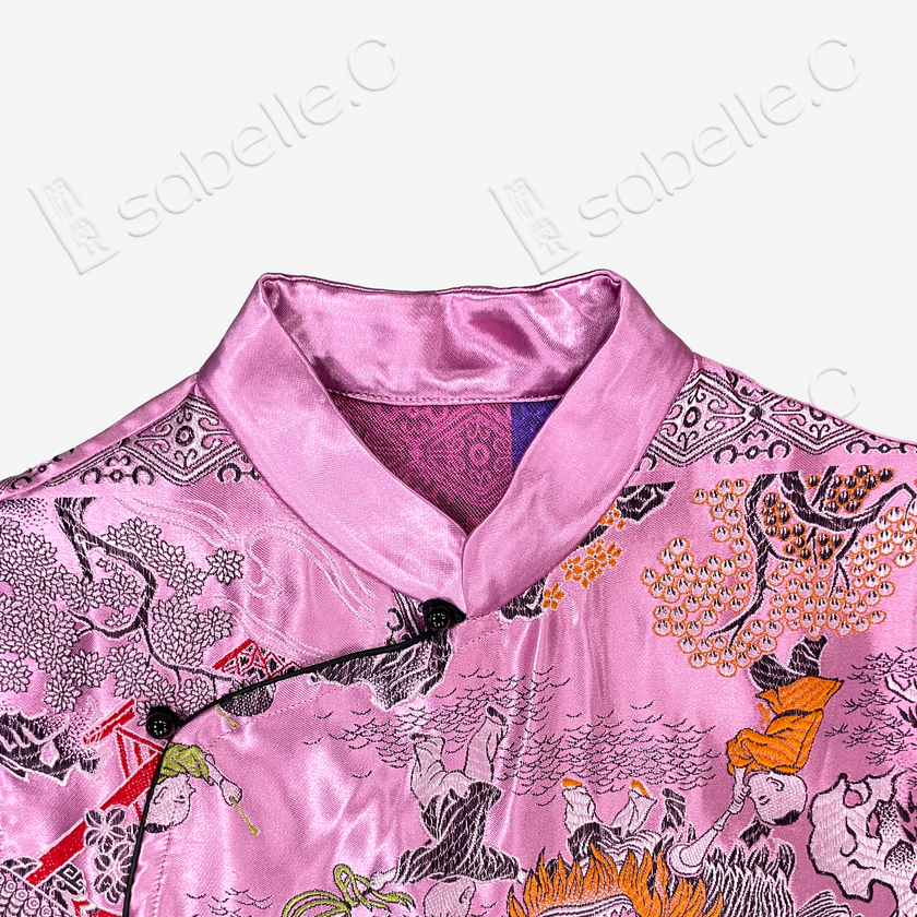 Stand-up Collar Modified Satin Qipao