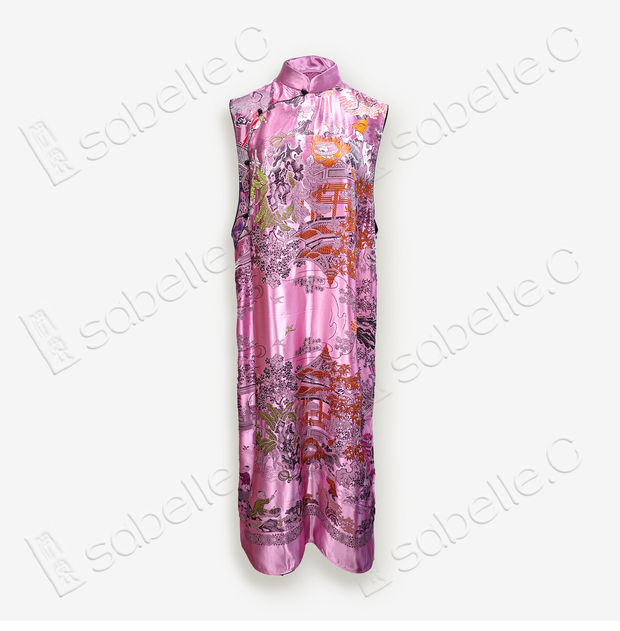 Stand-up Collar Modified Satin Qipao