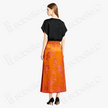 Crimson Glow Double Happiness Silk Maxi Skirt - 「丹霞雙喜」真絲面料長裙