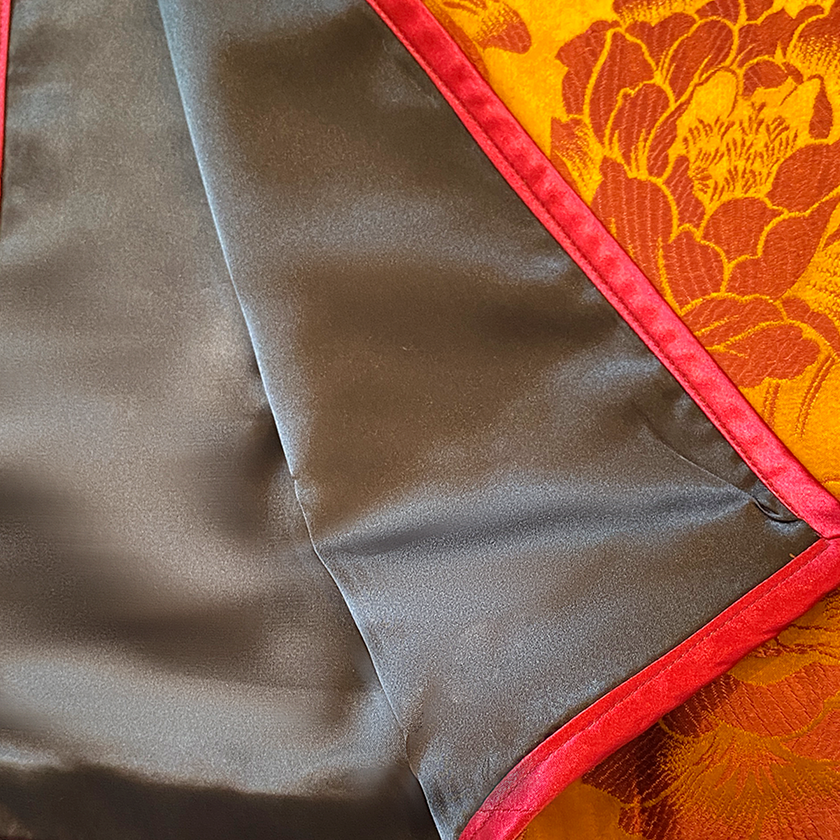 Crimson Glow Double Happiness Silk Maxi Skirt - 「丹霞雙喜」真絲面料長裙
