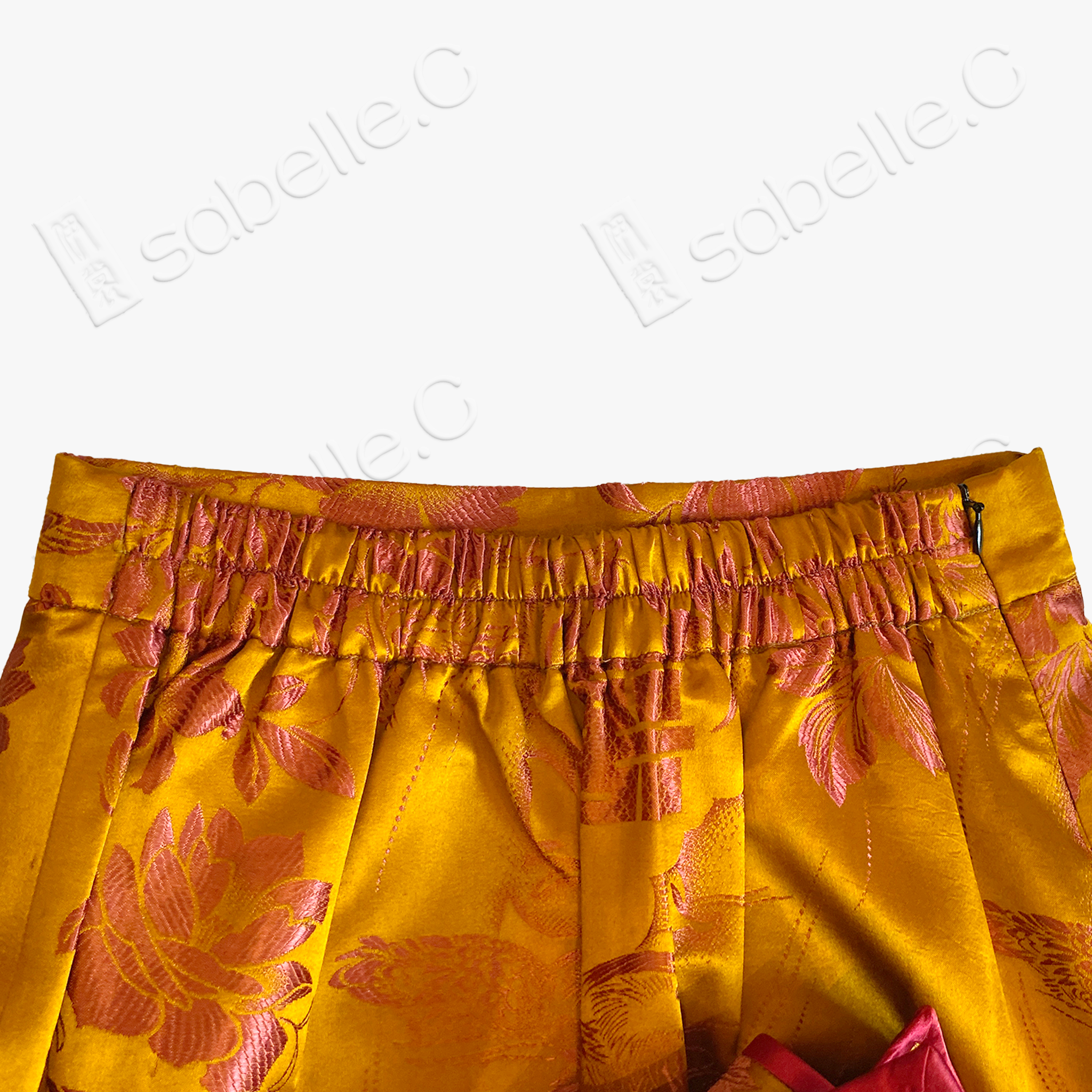 Crimson Glow Double Happiness Silk Maxi Skirt - 「丹霞雙喜」真絲面料長裙