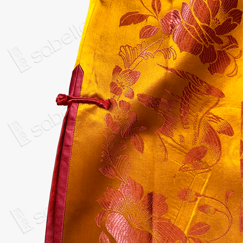 Crimson Glow Double Happiness Silk Maxi Skirt - 「丹霞雙喜」真絲面料長裙