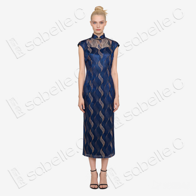 Starry Blue Golden Ripple Shanghai Style Qipao - 「星空金瀾」海派旗袍