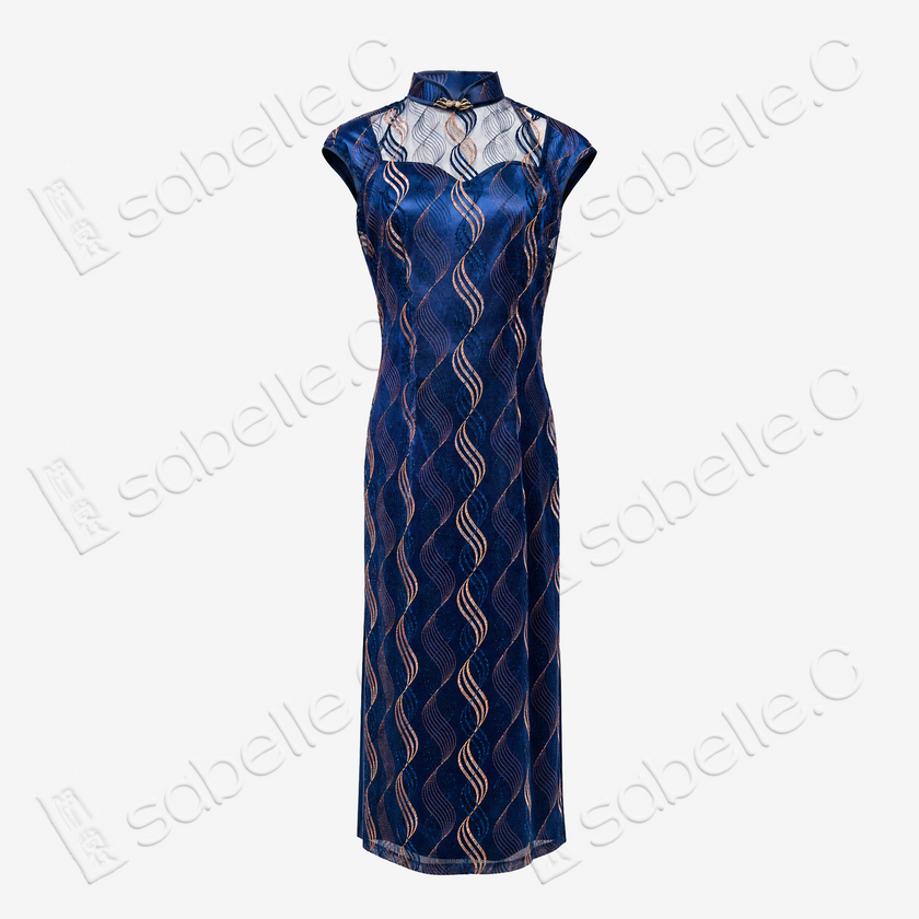 Starry Blue Golden Ripple Shanghai Style Qipao - 「星空金瀾」海派旗袍