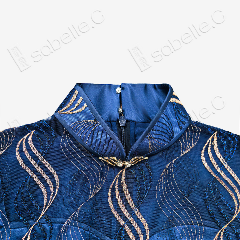 Starry Blue Golden Ripple Shanghai Style Qipao - 「星空金瀾」海派旗袍