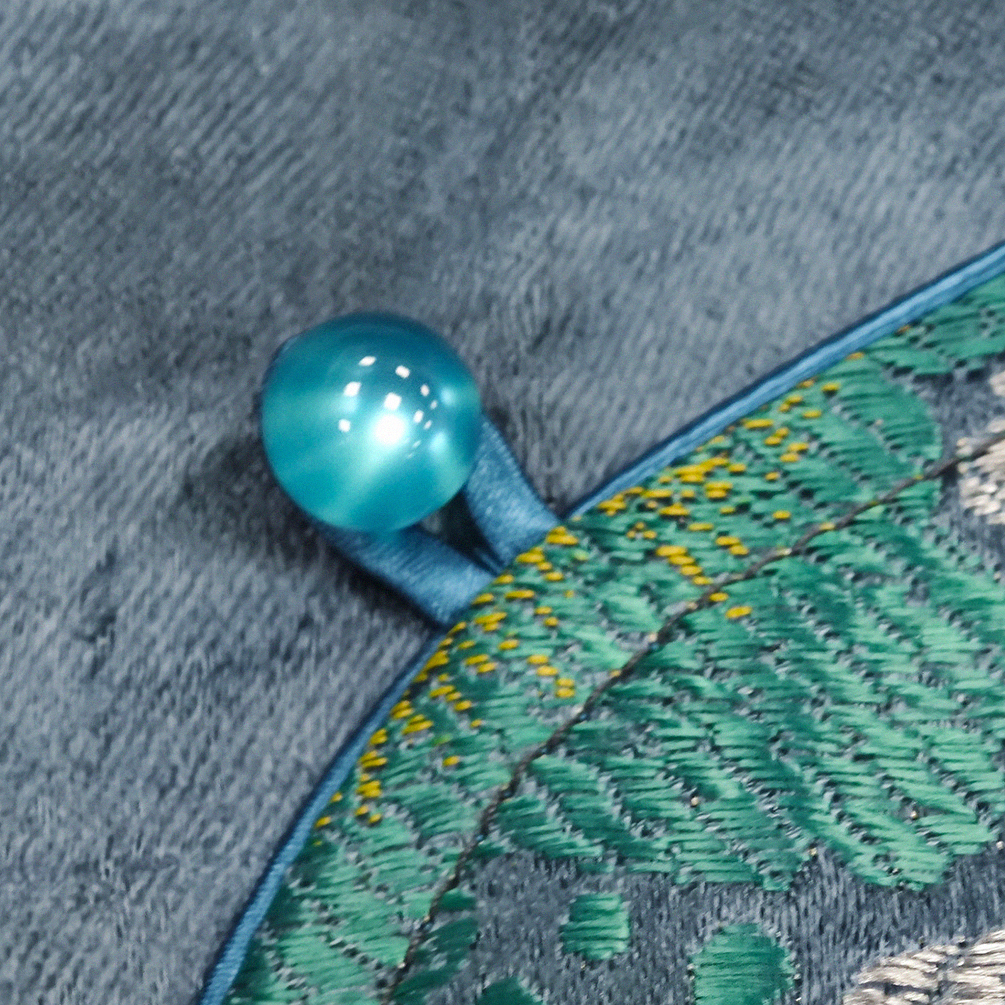 Misty Blue Mandarin Duck Lotus Vintage Silk Qipao - 「霧藍鴛荷」真丝織錦旗袍