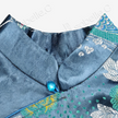 Misty Blue Mandarin Duck Lotus Vintage Silk Qipao - 「霧藍鴛荷」真丝織錦旗袍
