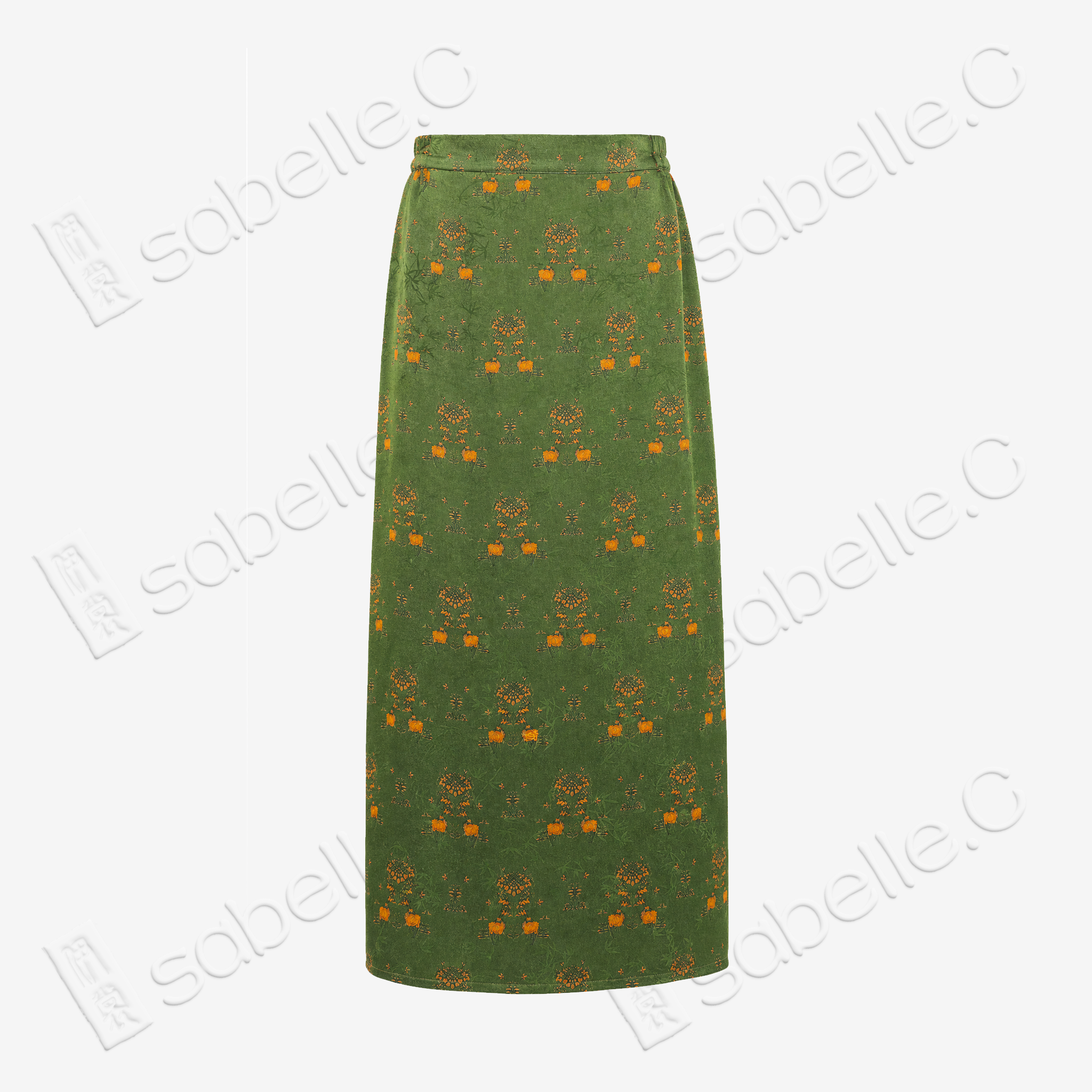 Moss Tone Golden Bloom Gambiered Canton Silk Dress - 「苔蘚金華」香雲紗半身裙