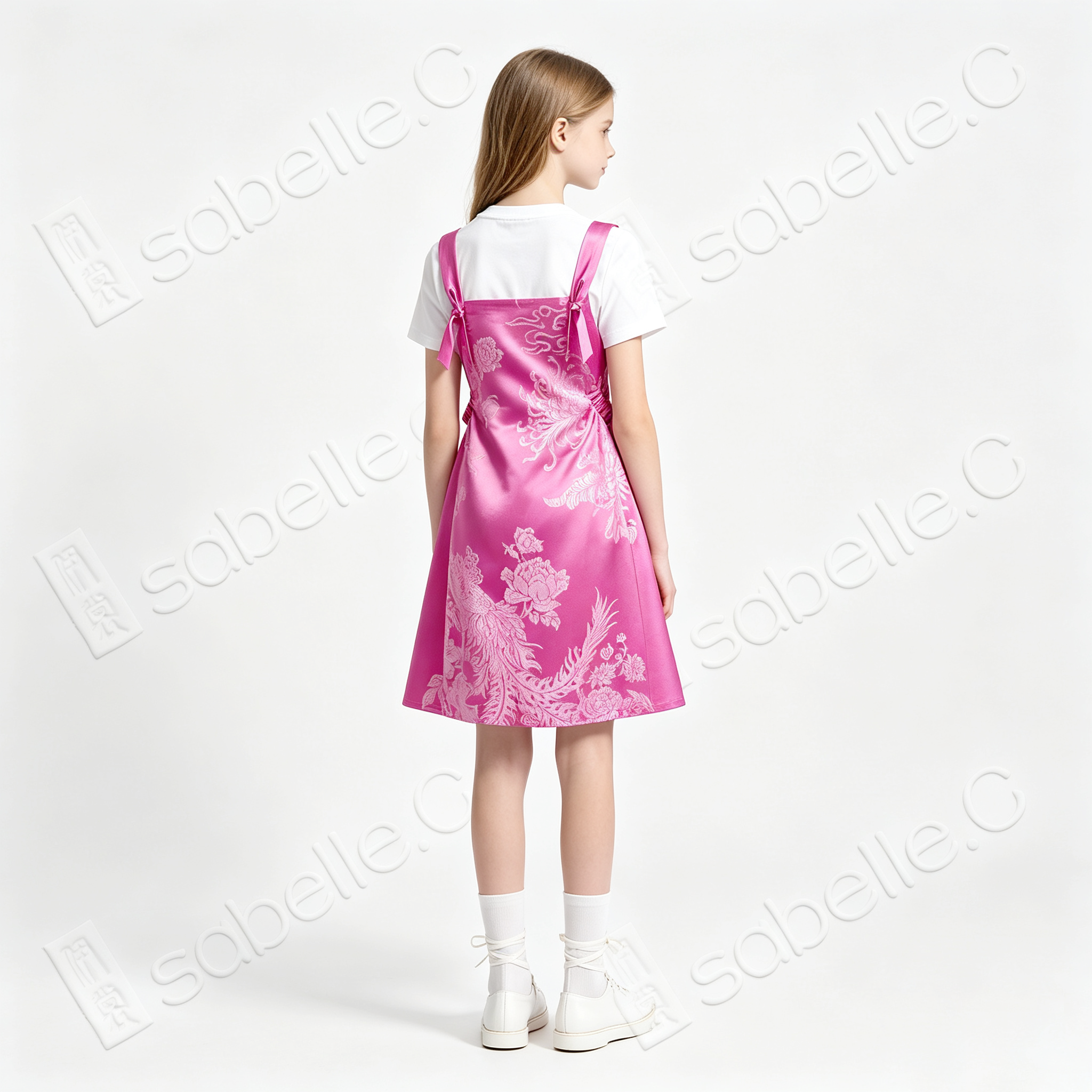 Peach Sunset Phoenix Vintage Silk Dress - 「桃霞鳳錦」真絲面料吊帶裙
