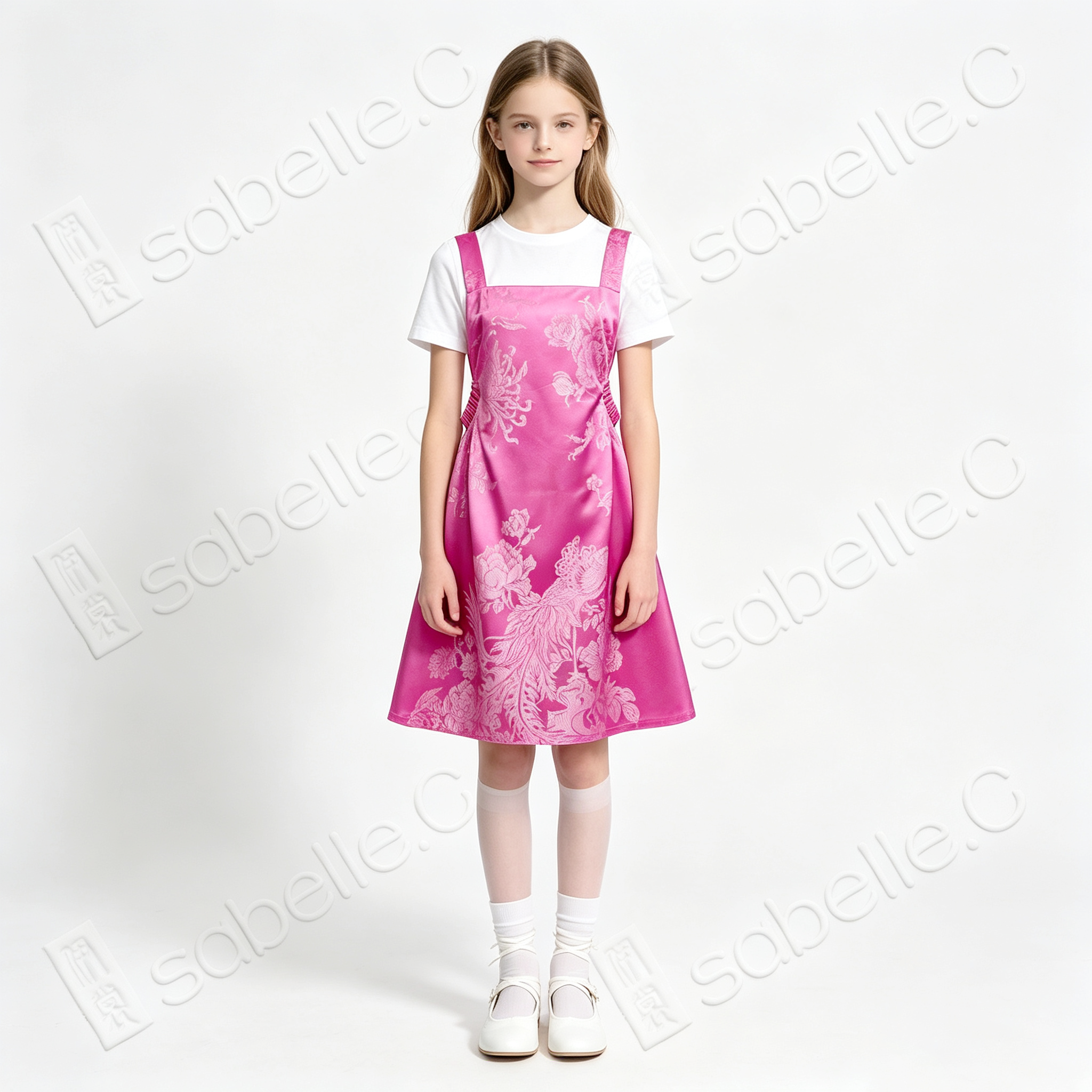 Peach Sunset Phoenix Vintage Silk Dress - 「桃霞鳳錦」真絲面料吊帶裙