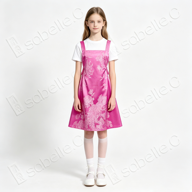 Peach Sunset Phoenix Vintage Silk Dress - 「桃霞鳳錦」真絲面料吊帶裙