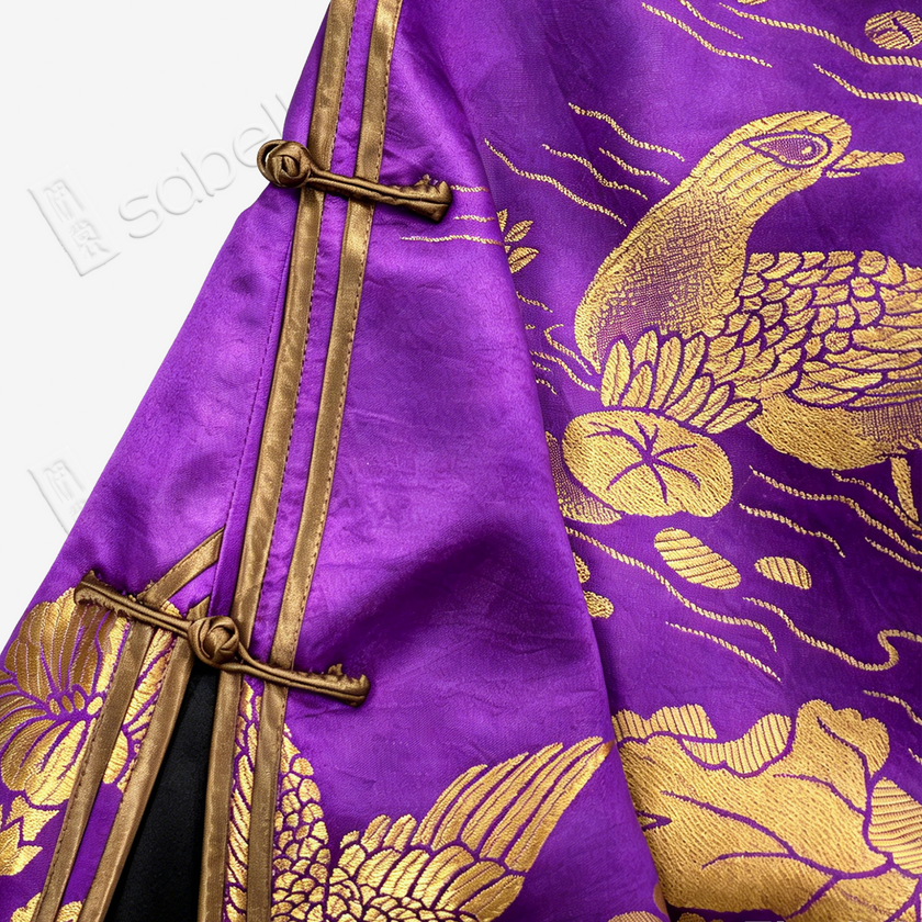 Violet Lotus Vintage Silk Satin Qipao - 金荷鴛鴦古董真絲老緞旗袍