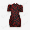 Puff-Sleeve Lace Cutout Cheongsam Dress