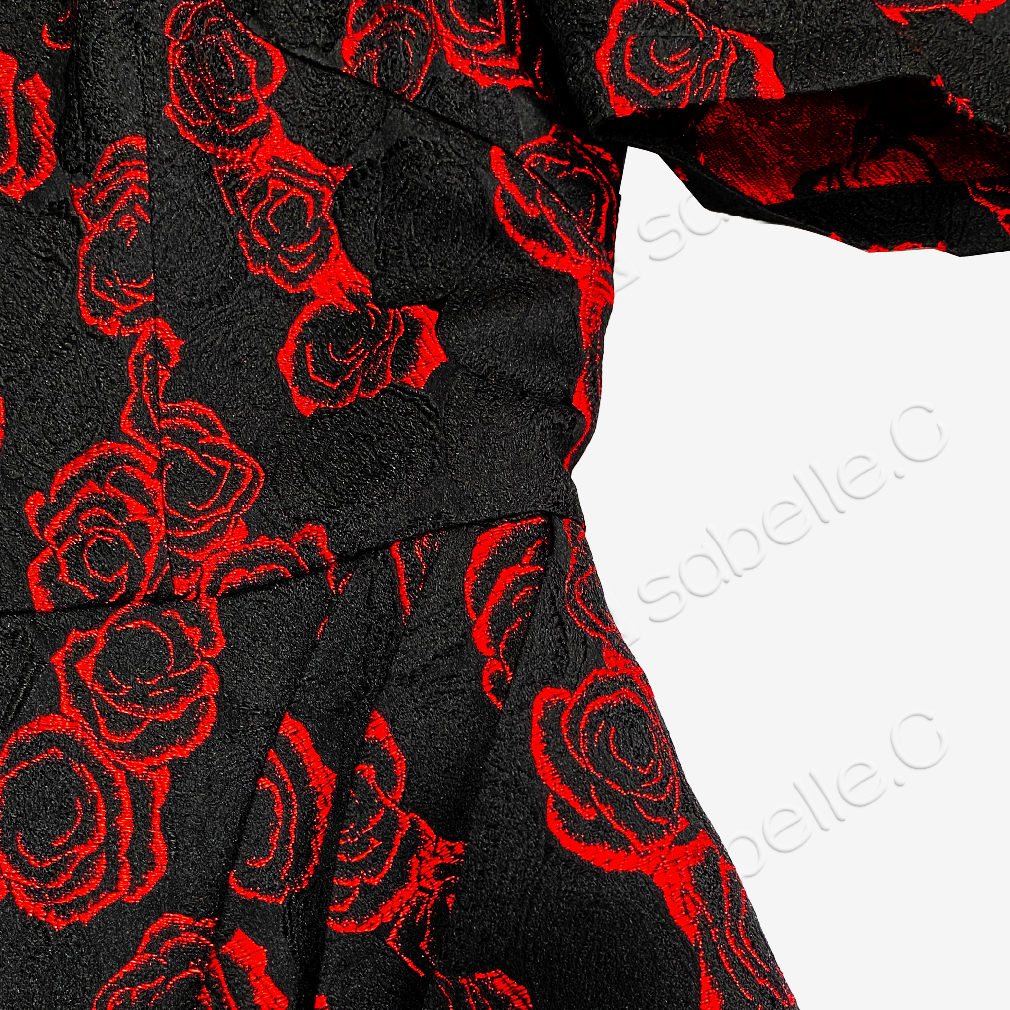 Puff-Sleeve Lace Cutout Cheongsam Dress