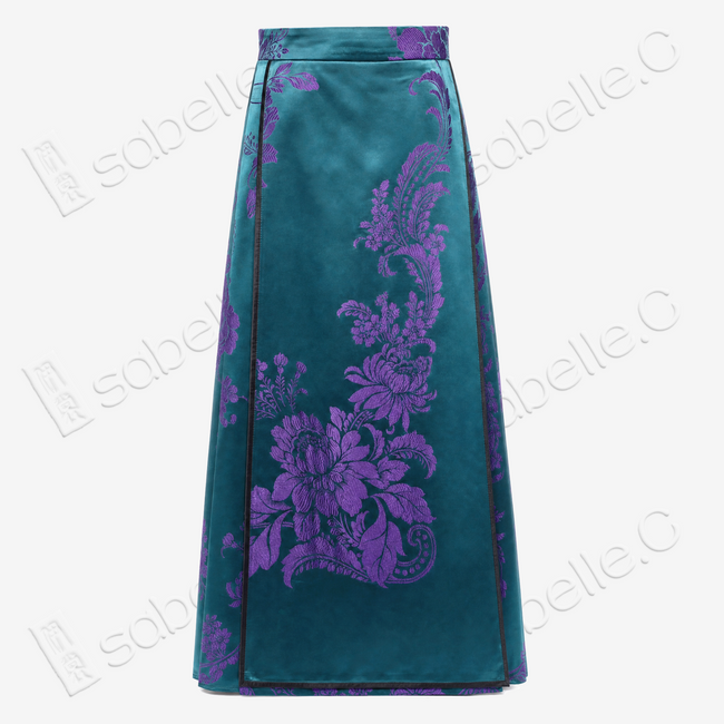 Jade Pond Dove Vintage Silk Mamian Skirt - 古董真絲老緞馬面裙