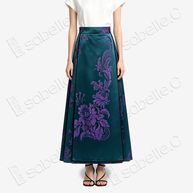 Jade Pond Dove Vintage Silk Mamian Skirt - 古董真絲老緞馬面裙
