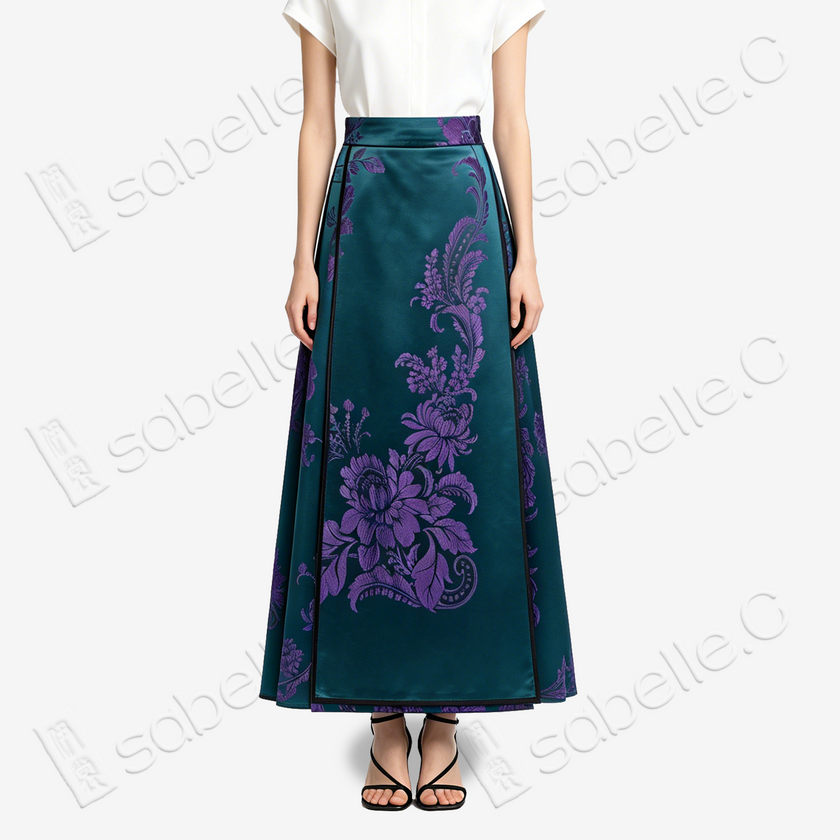 Jade Pond Dove Vintage Silk Mamian Skirt - 古董真絲老緞馬面裙