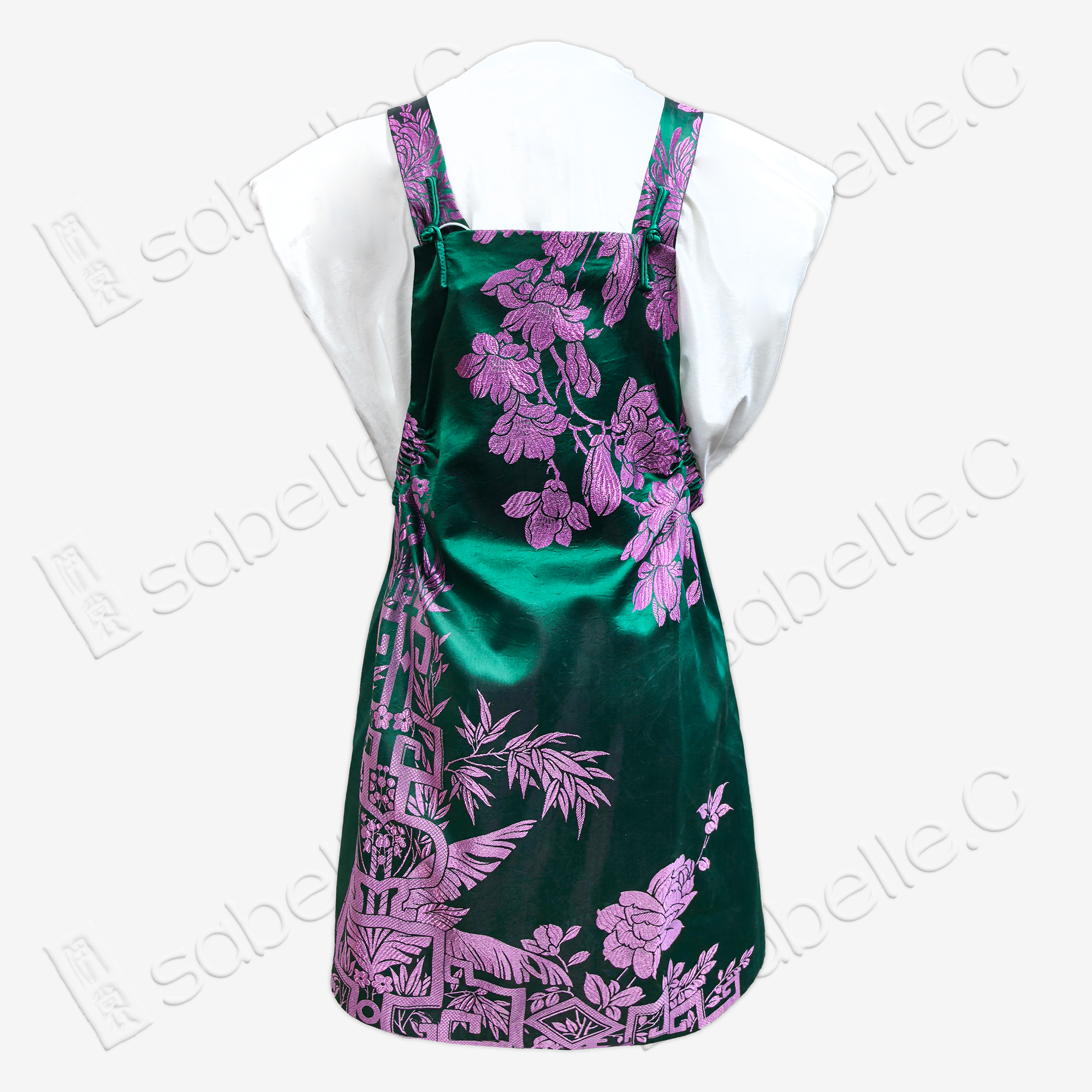 Chinese Style Floral Print Overall Dress