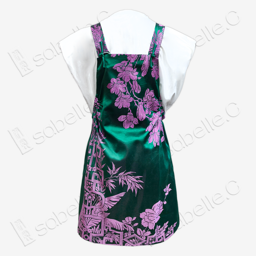 Chinese Style Floral Print Overall Dress
