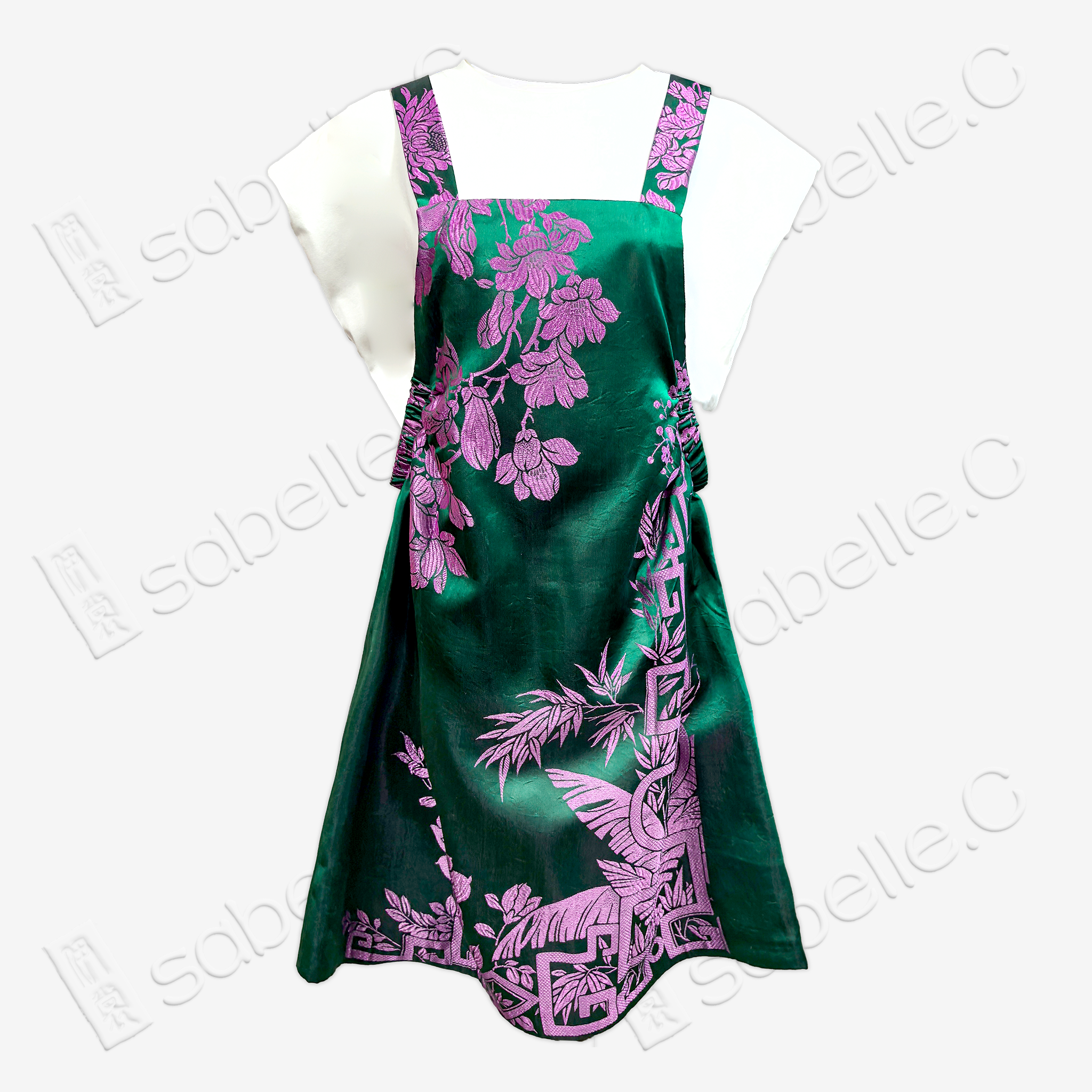Chinese Style Floral Print Overall Dress