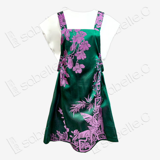Chinese Style Floral Print Overall Dress